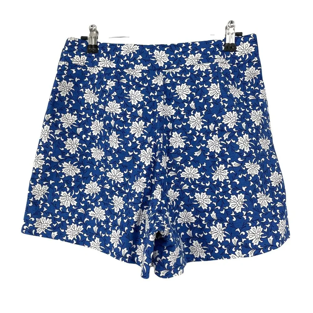J. Crew Shorts Womens Size 4 Trouser Night Sky Floral Block Print Blue White NWT